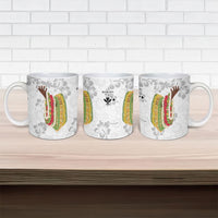 Hawaii Lei Kamehameha Ceramic Mug Ke'oke'o Seamless Pattern Hibiscus Flower