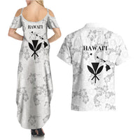 Hawaii Lei Kamehameha Couples Matching Summer Maxi Dress and Hawaiian Shirt Ke'oke'o Seamless Pattern Hibiscus Flower