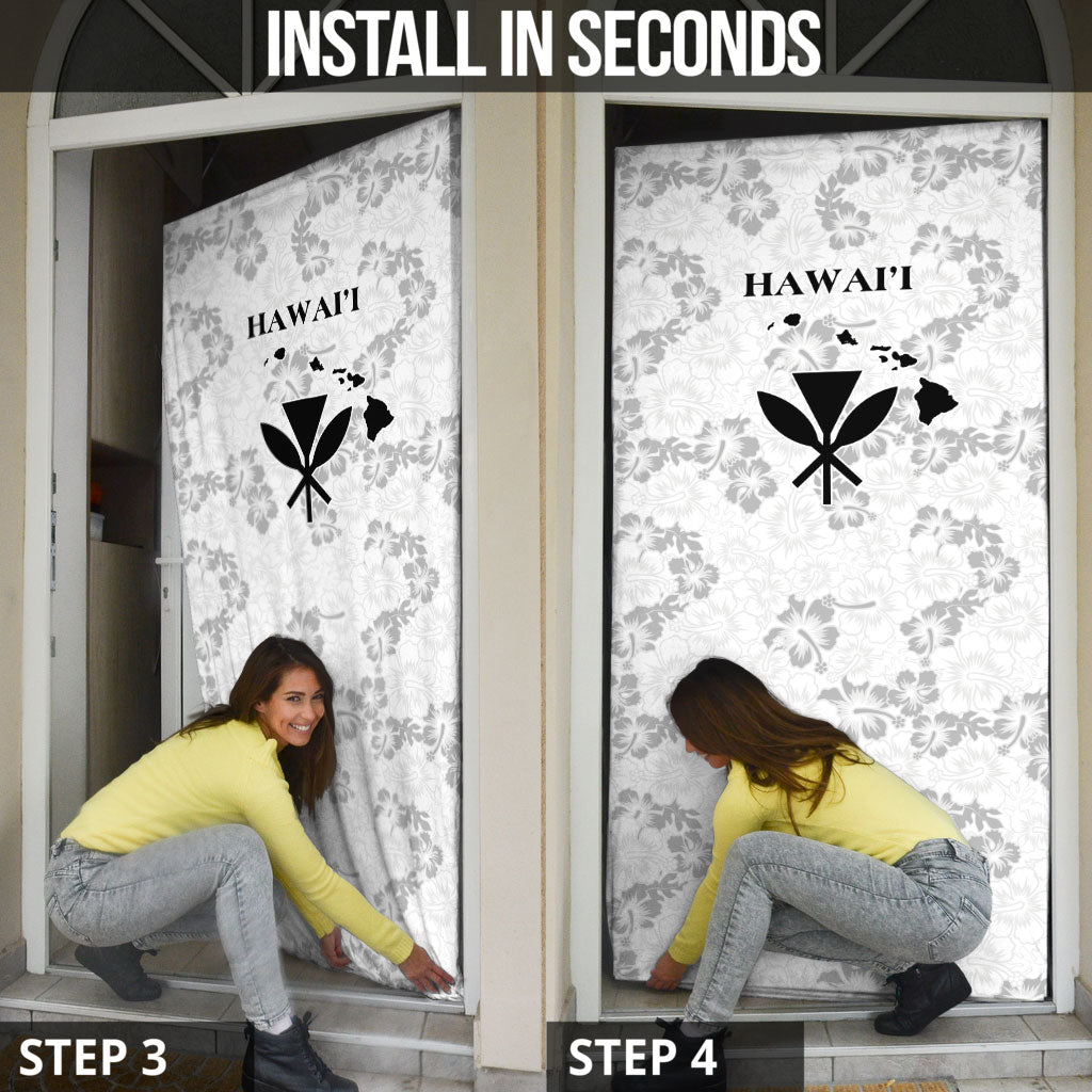 Hawaii Lei Kamehameha Door Cover Ke'oke'o Seamless Pattern Hibiscus Flower
