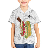 Hawaii Lei Kamehameha Family Matching Off Shoulder Maxi Dress and Hawaiian Shirt Ke'oke'o Seamless Pattern Hibiscus Flower
