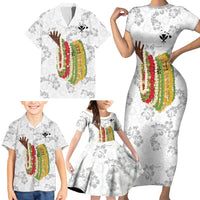 Hawaii Lei Kamehameha Family Matching Short Sleeve Bodycon Dress and Hawaiian Shirt Ke'oke'o Seamless Pattern Hibiscus Flower