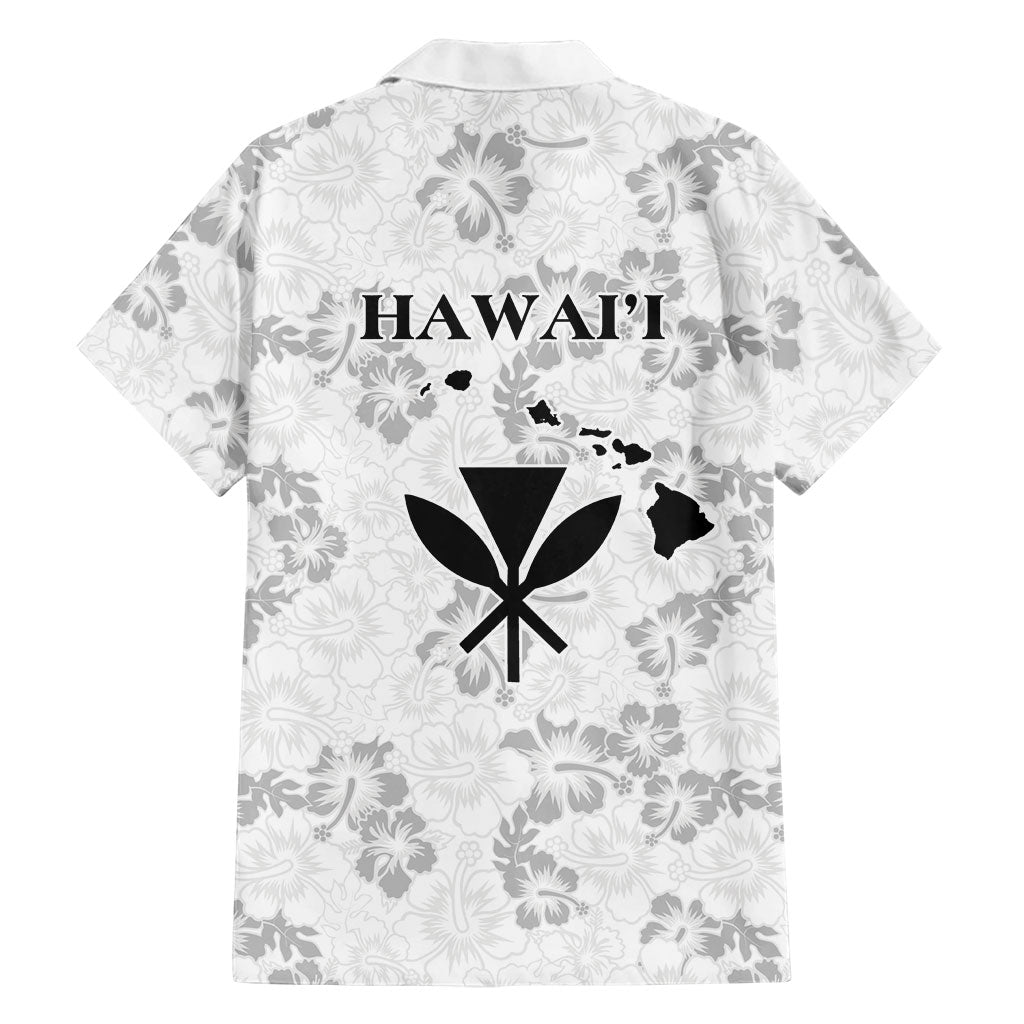 Hawaii Lei Kamehameha Family Matching Short Sleeve Bodycon Dress and Hawaiian Shirt Ke'oke'o Seamless Pattern Hibiscus Flower