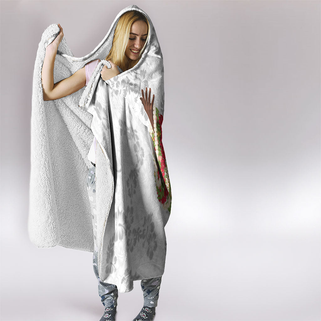 Hawaii Lei Kamehameha Hooded Blanket Ke'oke'o Seamless Pattern Hibiscus Flower LT9 - Polynesian Pride