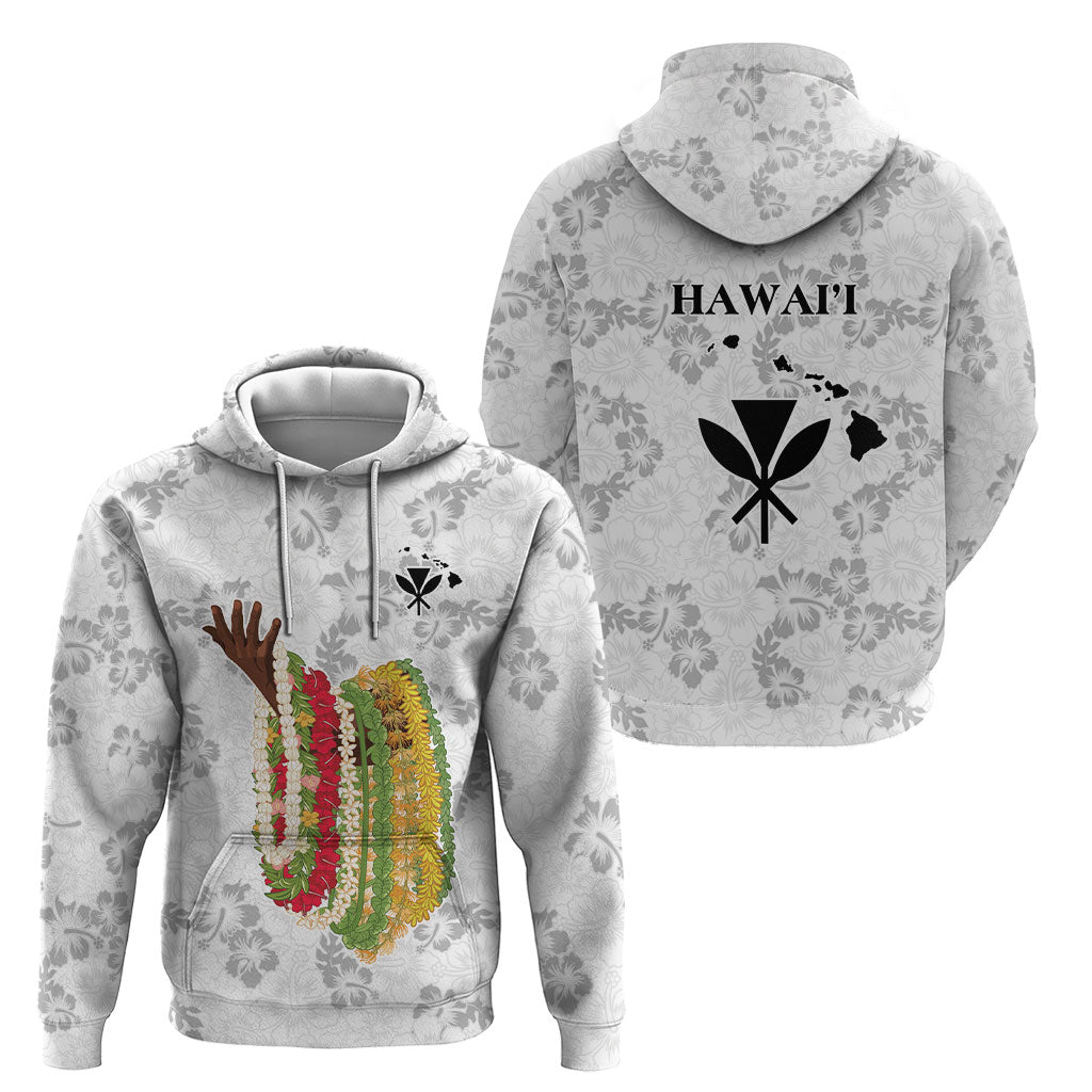 Hawaii Lei Kamehameha Hoodie Ke'oke'o Seamless Pattern Hibiscus Flower LT9 - Polynesian Pride