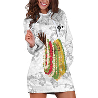 Hawaii Lei Kamehameha Hoodie Dress Ke'oke'o Seamless Pattern Hibiscus Flower LT9 White - Polynesian Pride