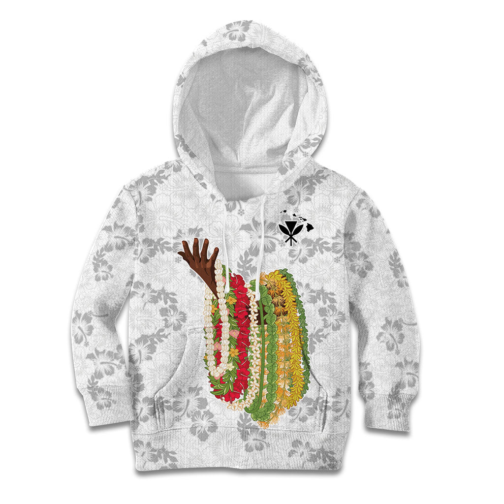 Hawaii Lei Kamehameha Kid Hoodie Ke'oke'o Seamless Pattern Hibiscus Flower