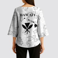 Hawaii Lei Kamehameha Kimono Sleeve Blouse Ke'oke'o Seamless Pattern Hibiscus Flower LT9 - Polynesian Pride