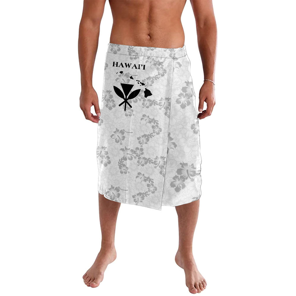 Hawaii Lei Kamehameha Lavalava Ke'oke'o Seamless Pattern Hibiscus Flower LT9 White - Polynesian Pride
