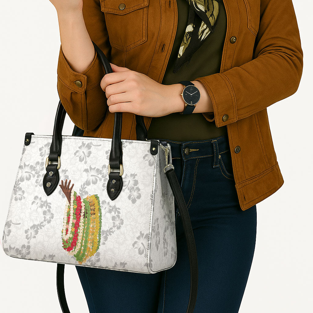 Hawaii Lei Kamehameha Leather Bag Ke'oke'o Seamless Pattern Hibiscus Flower