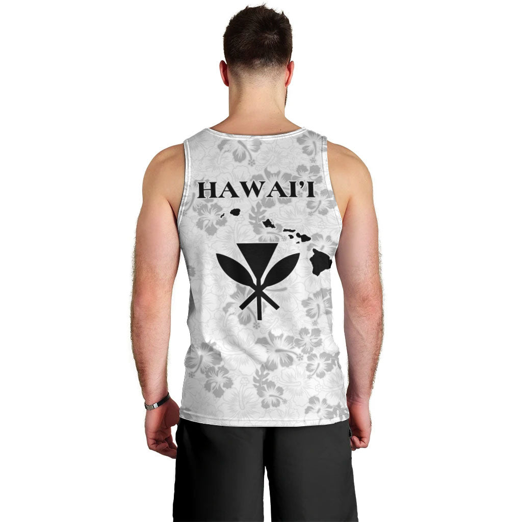 Hawaii Lei Kamehameha Men Tank Top Ke'oke'o Seamless Pattern Hibiscus Flower LT9 - Polynesian Pride