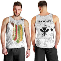 Hawaii Lei Kamehameha Men Tank Top Ke'oke'o Seamless Pattern Hibiscus Flower LT9 - Polynesian Pride
