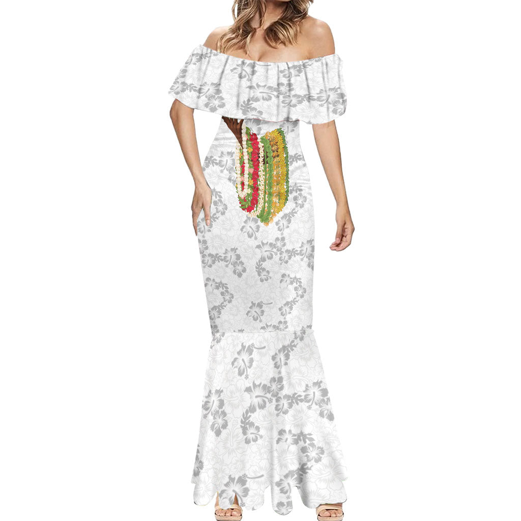 Hawaii Lei Kamehameha Mermaid Dress Ke'oke'o Seamless Pattern Hibiscus Flower