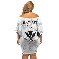 Hawaii Lei Kamehameha Off Shoulder Short Dress Ke'oke'o Seamless Pattern Hibiscus Flower LT9 - Polynesian Pride