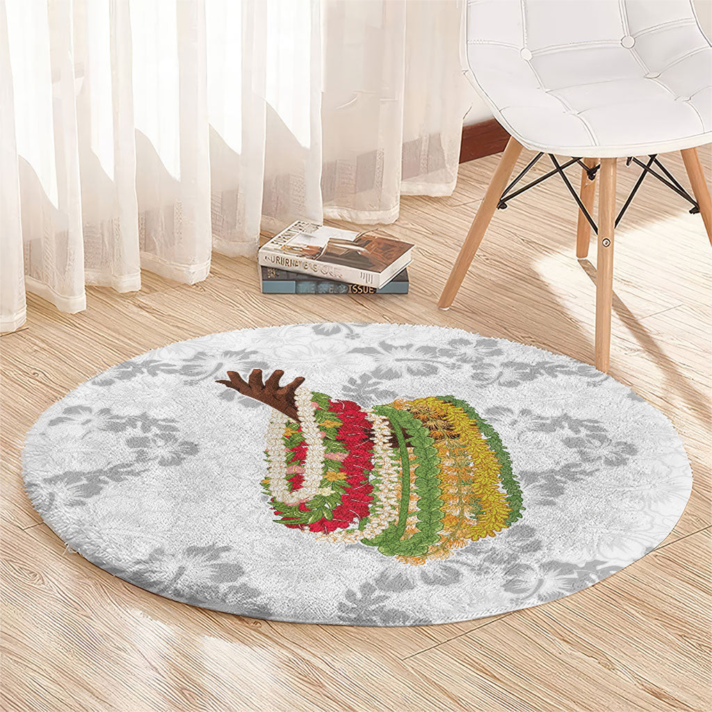 Hawaii Lei Kamehameha Round Carpet Ke'oke'o Seamless Pattern Hibiscus Flower