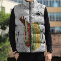 Hawaii Lei Kamehameha Sleeveless Puffer Jacket Ke'oke'o Seamless Pattern Hibiscus Flower