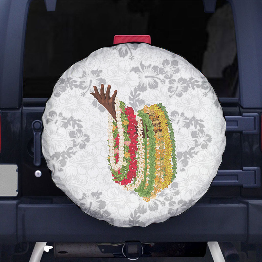 Hawaii Lei Kamehameha Spare Tire Cover Ke'oke'o Seamless Pattern Hibiscus Flower LT9 No hole White - Polynesian Pride