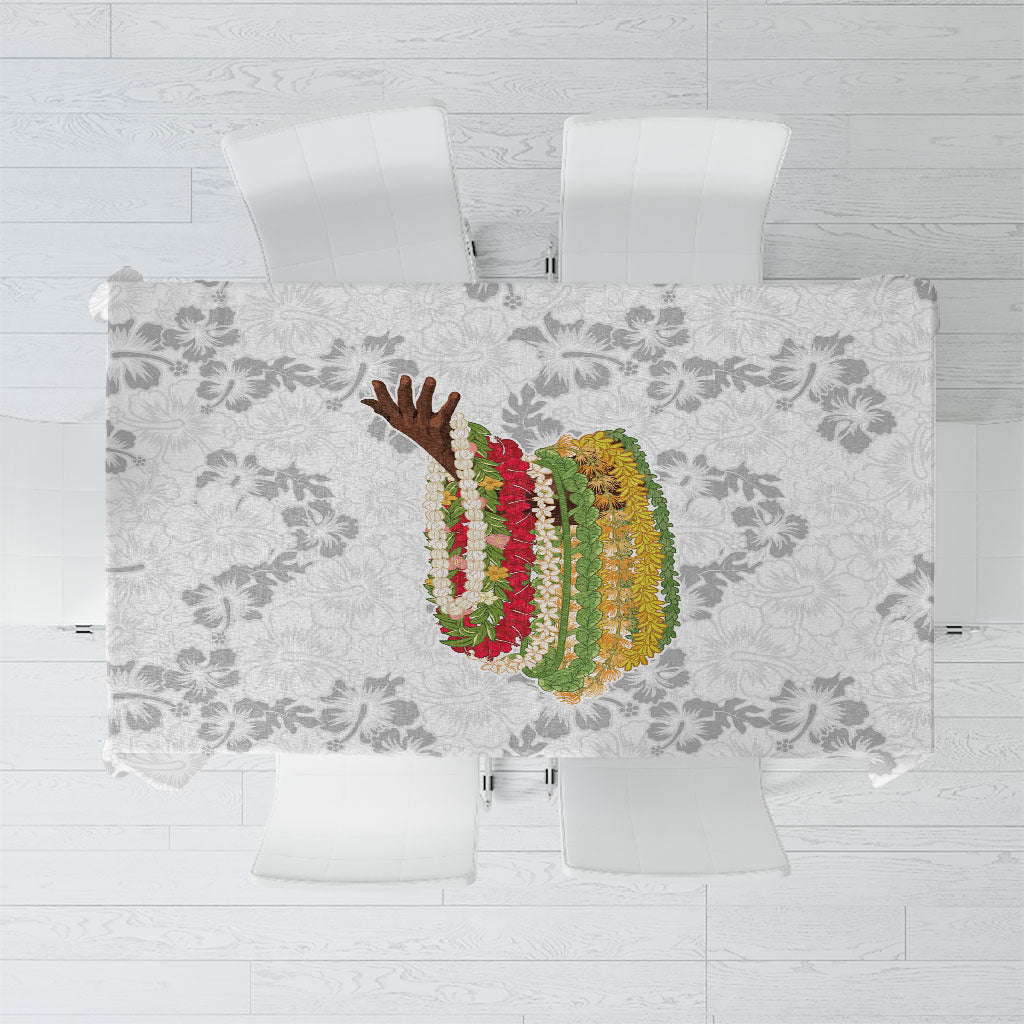 Hawaii Lei Kamehameha Tablecloth Ke'oke'o Seamless Pattern Hibiscus Flower LT9 White - Polynesian Pride