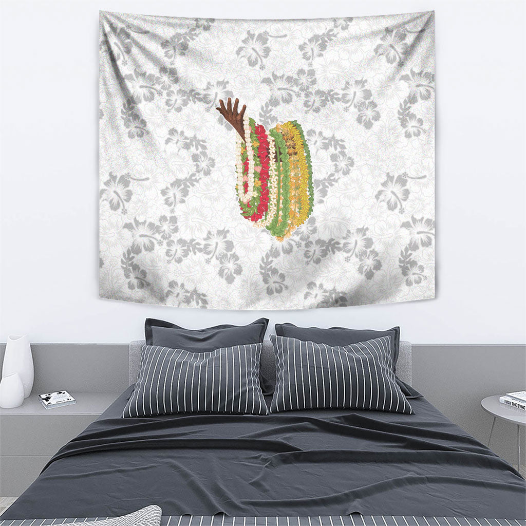 Hawaii Lei Kamehameha Tapestry Ke'oke'o Seamless Pattern Hibiscus Flower