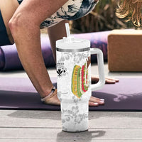Hawaii Lei Kamehameha Tumbler With Handle Ke'oke'o Seamless Pattern Hibiscus Flower LT9 - Polynesian Pride