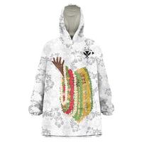 Hawaii Lei Kamehameha Wearable Blanket Hoodie Ke'oke'o Seamless Pattern Hibiscus Flower