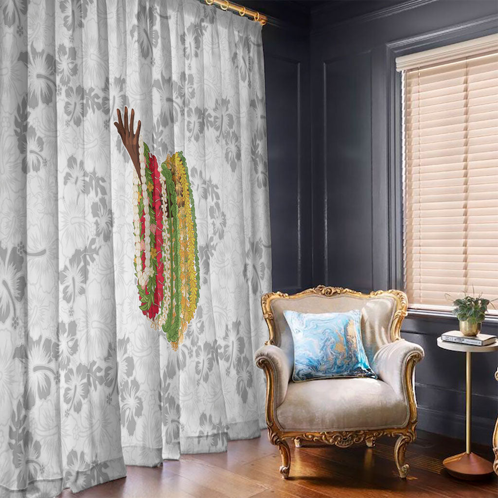 Hawaii Lei Kamehameha Window Curtain Ke'oke'o Seamless Pattern Hibiscus Flower
