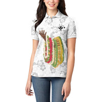 Hawaii Lei Kamehameha Women Polo Shirt Ke'oke'o Seamless Pattern Hibiscus Flower LT9 - Polynesian Pride
