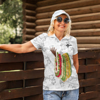 Hawaii Lei Kamehameha Women Polo Shirt Ke'oke'o Seamless Pattern Hibiscus Flower LT9 - Polynesian Pride
