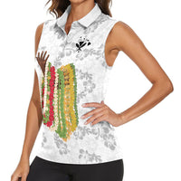 Hawaii Lei Kamehameha Women Sleeveless Polo Shirt Ke'oke'o Seamless Pattern Hibiscus Flower