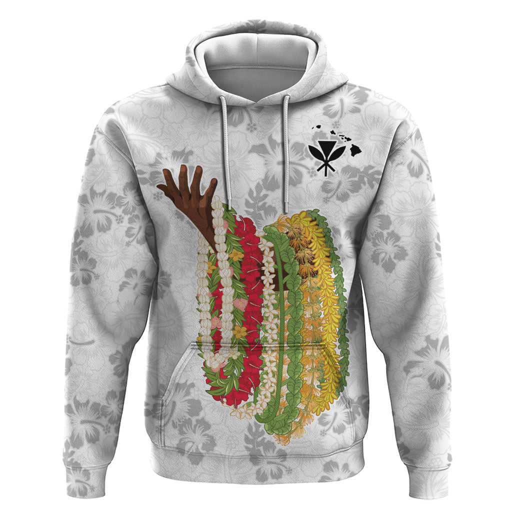 Hawaii Lei Kamehameha Zip Hoodie Ke'oke'o Seamless Pattern Hibiscus Flower