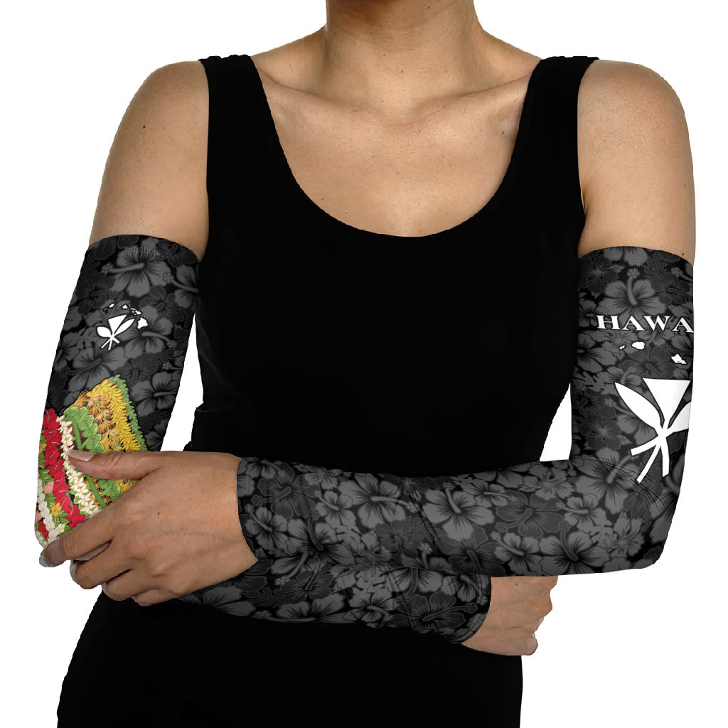 Hawaii Lei Kamehameha Arm Sleeves Ele'ele Seamless Pattern Hibiscus Flower