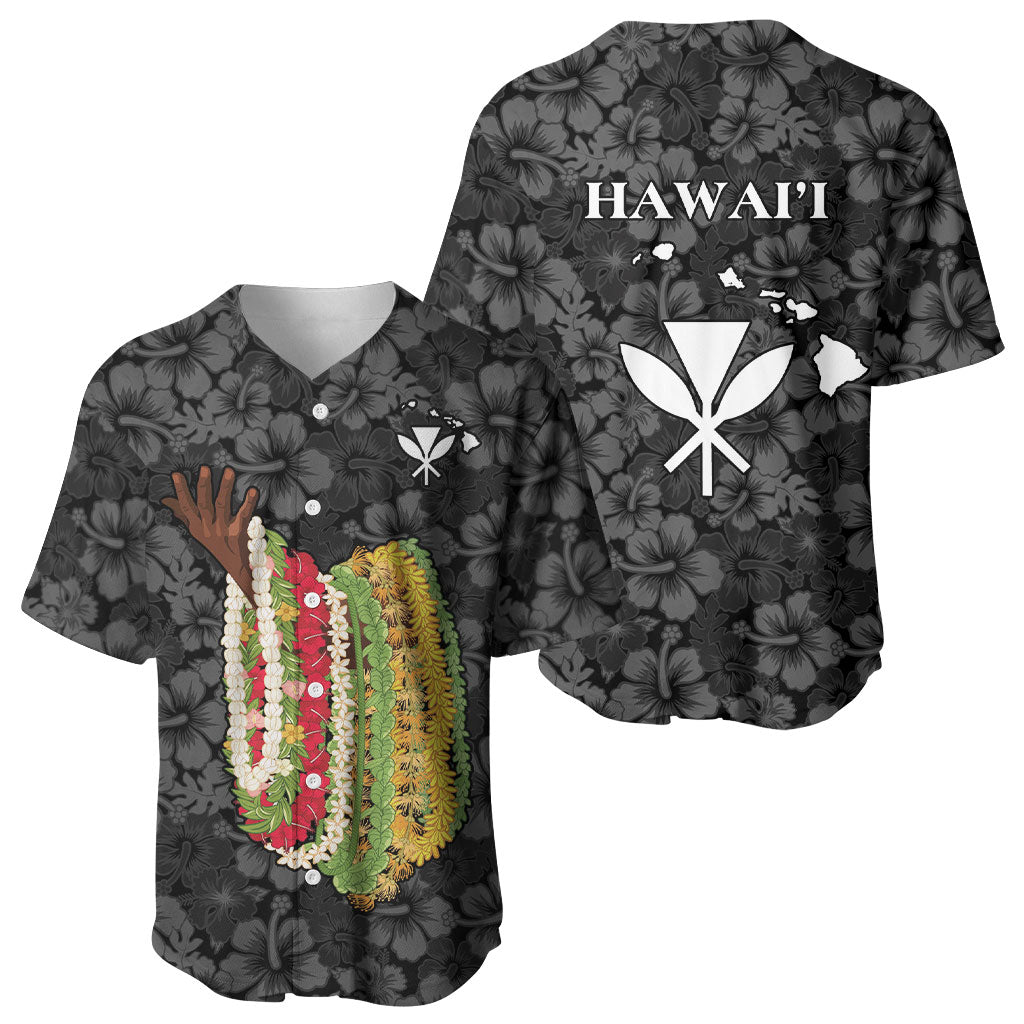 Hawaii Lei Kamehameha Baseball Jersey Ele'ele Seamless Pattern Hibiscus Flower