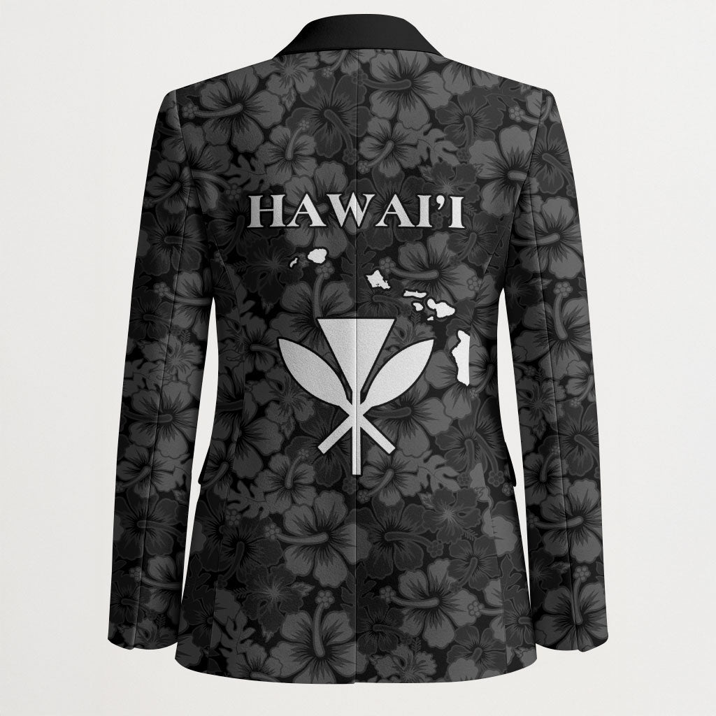 Hawaii Lei Kamehameha Blazer Ele'ele Seamless Pattern Hibiscus Flower LT9 - Polynesian Pride