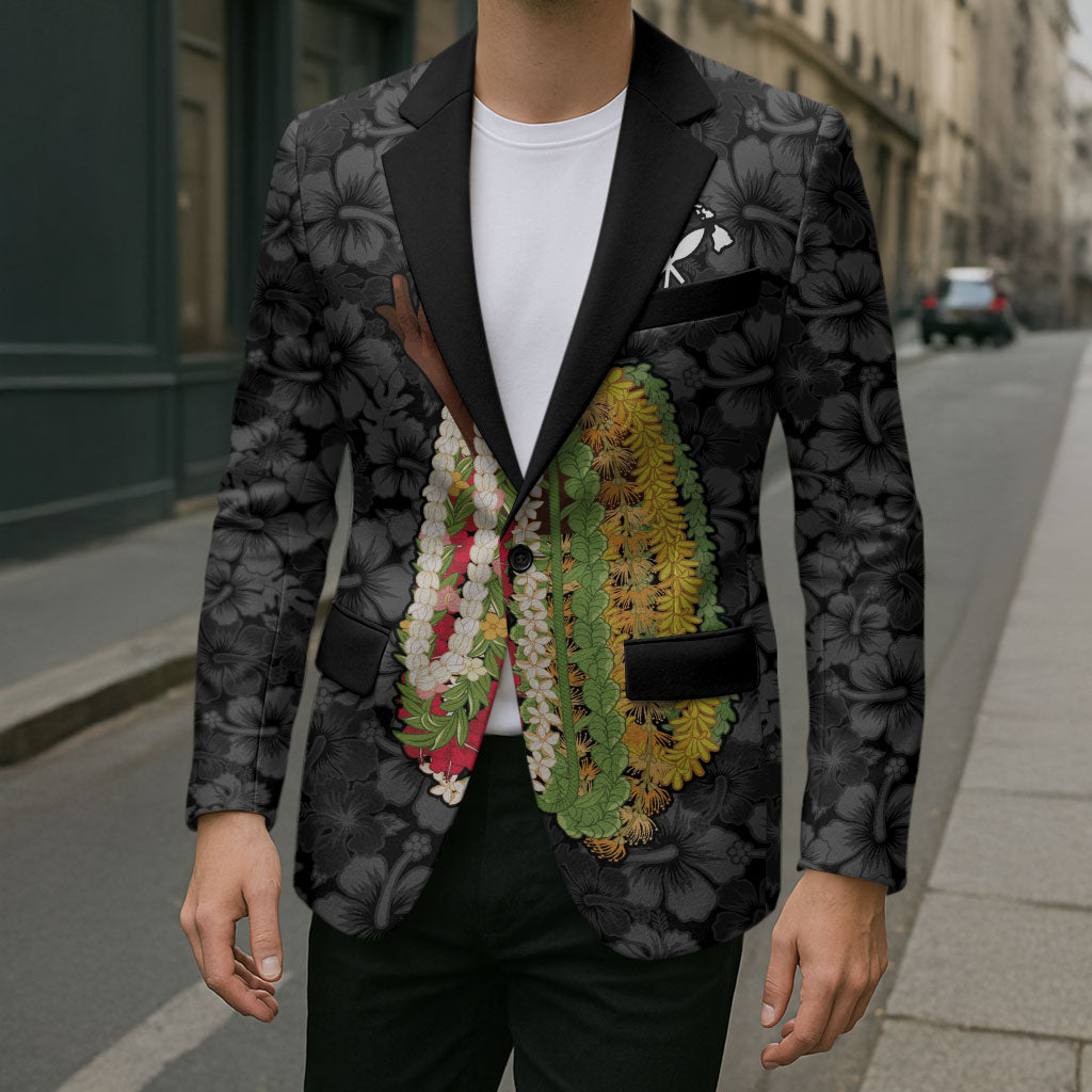 Hawaii Lei Kamehameha Blazer Ele'ele Seamless Pattern Hibiscus Flower LT9 - Polynesian Pride
