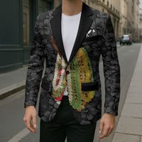 Hawaii Lei Kamehameha Blazer Ele'ele Seamless Pattern Hibiscus Flower LT9 - Polynesian Pride