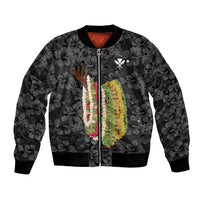 Hawaii Lei Kamehameha Bomber Jacket Ele'ele Seamless Pattern Hibiscus Flower LT9 Unisex Black - Polynesian Pride
