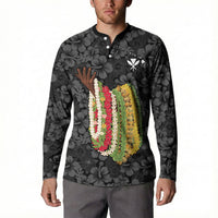 Hawaii Lei Kamehameha Button Sweatshirt Ele'ele Seamless Pattern Hibiscus Flower LT9 - Polynesian Pride