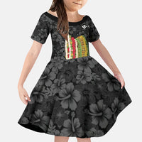 Hawaii Lei Kamehameha Family Matching Off Shoulder Short Dress and Hawaiian Shirt Ele'ele Seamless Pattern Hibiscus Flower