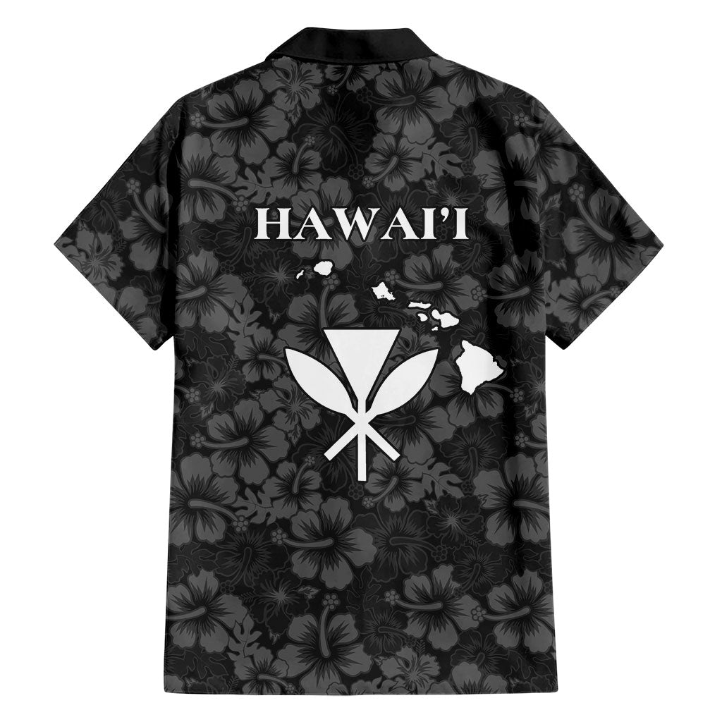 Hawaii Lei Kamehameha Family Matching Short Sleeve Bodycon Dress and Hawaiian Shirt Ele'ele Seamless Pattern Hibiscus Flower