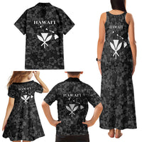 Hawaii Lei Kamehameha Family Matching Tank Maxi Dress and Hawaiian Shirt Ele'ele Seamless Pattern Hibiscus Flower