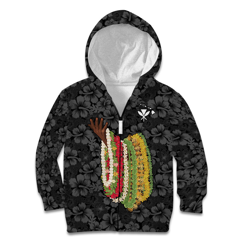 Hawaii Lei Kamehameha Kid Hoodie Ele'ele Seamless Pattern Hibiscus Flower