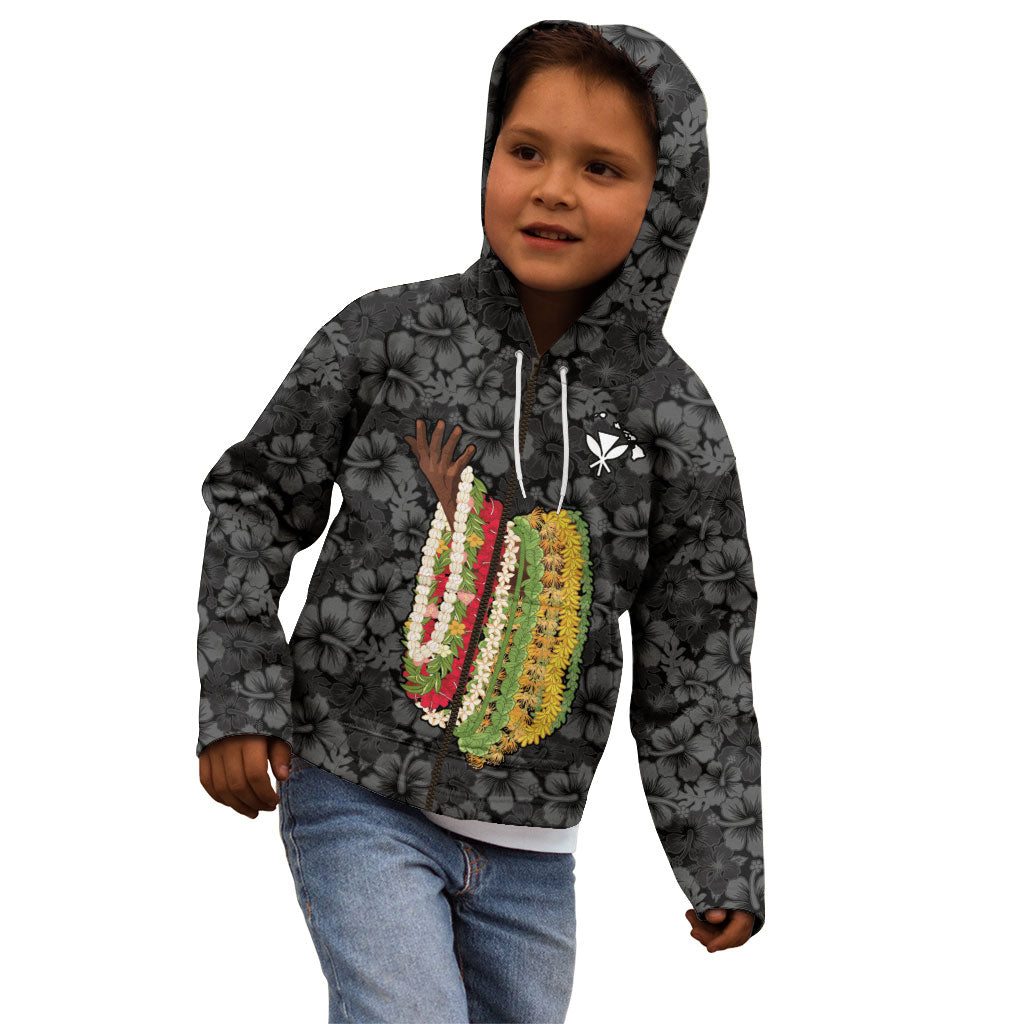 Hawaii Lei Kamehameha Kid Hoodie Ele'ele Seamless Pattern Hibiscus Flower