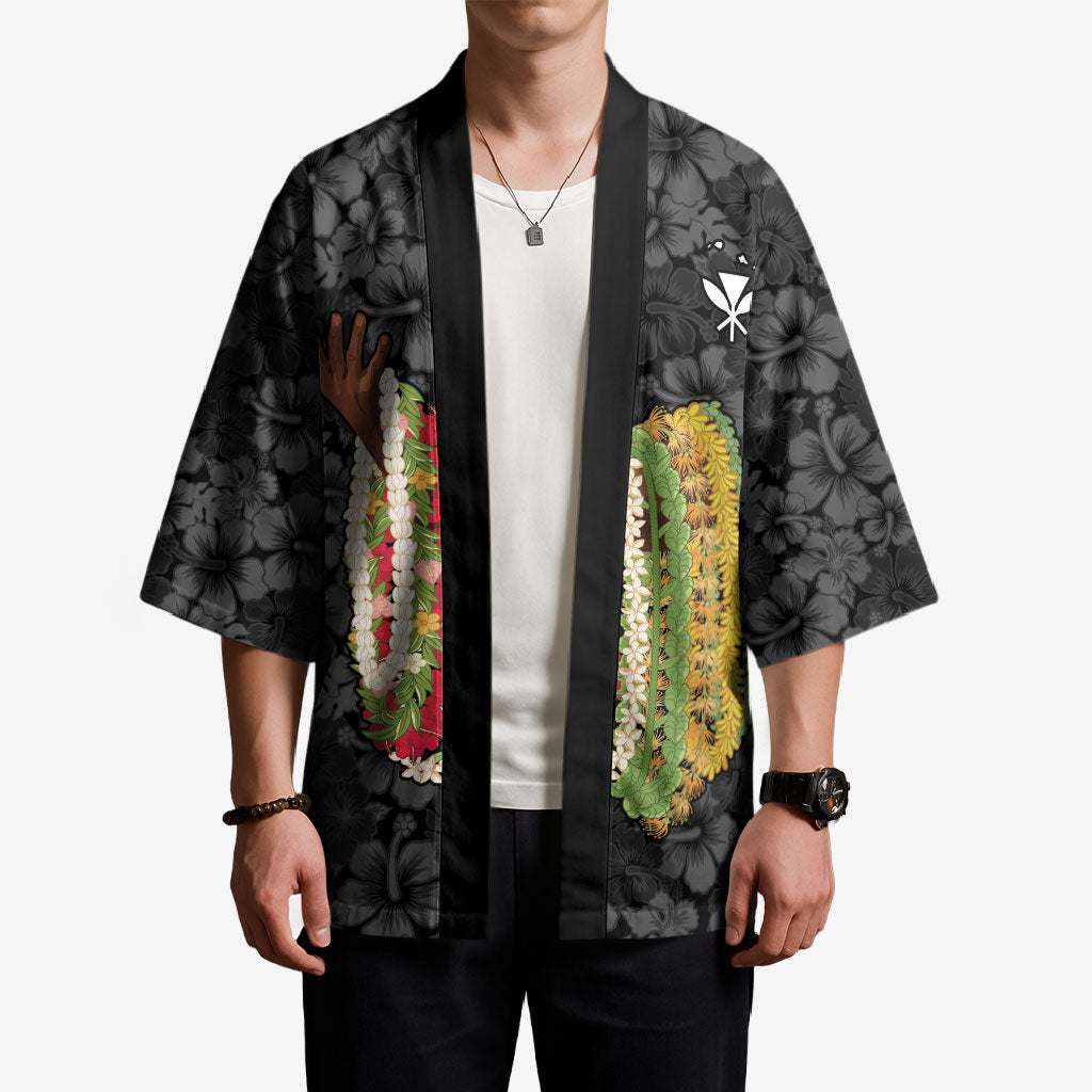 Hawaii Lei Kamehameha Kimono Ele'ele Seamless Pattern Hibiscus Flower