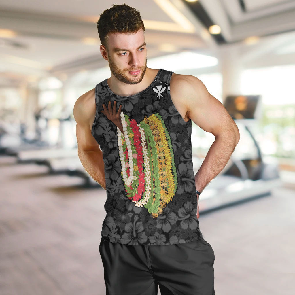 Hawaii Lei Kamehameha Men Tank Top Ele'ele Seamless Pattern Hibiscus Flower