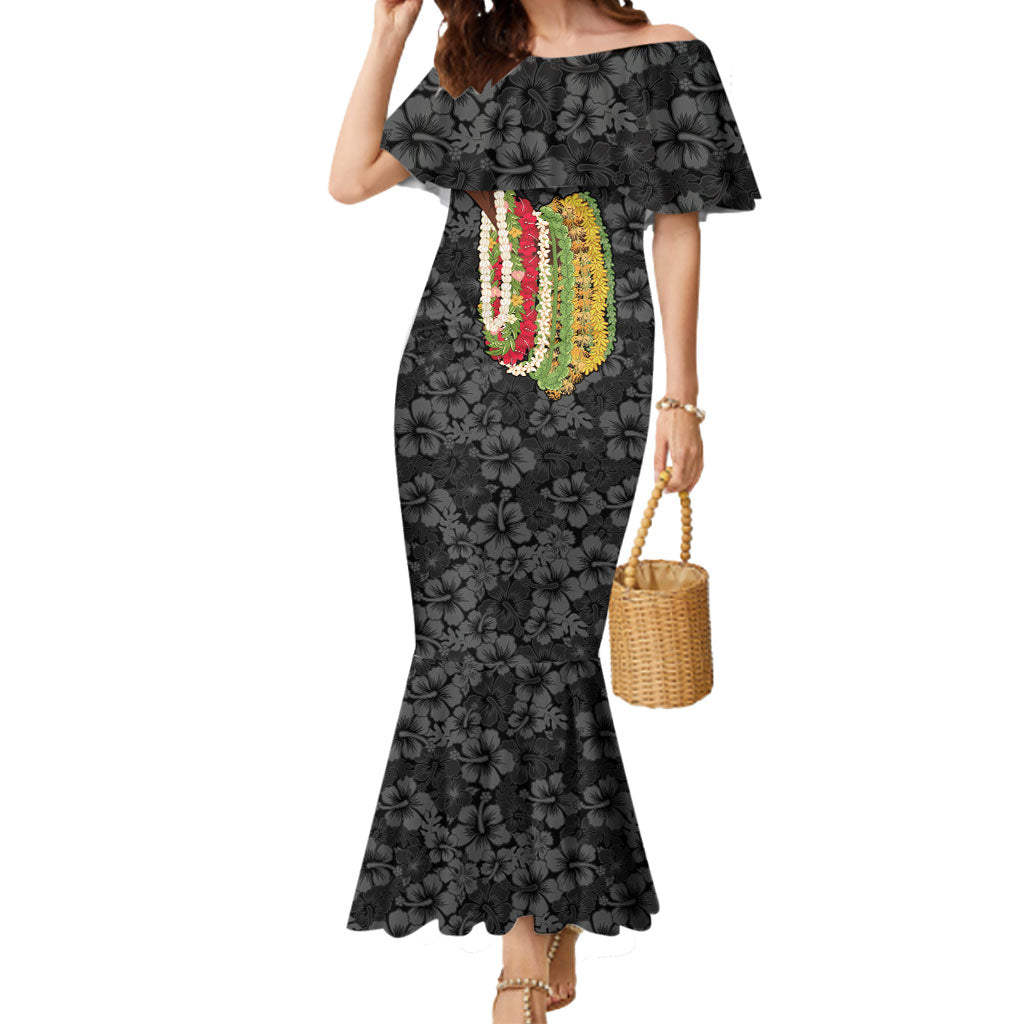 Hawaii Lei Kamehameha Mermaid Dress Ele'ele Seamless Pattern Hibiscus Flower