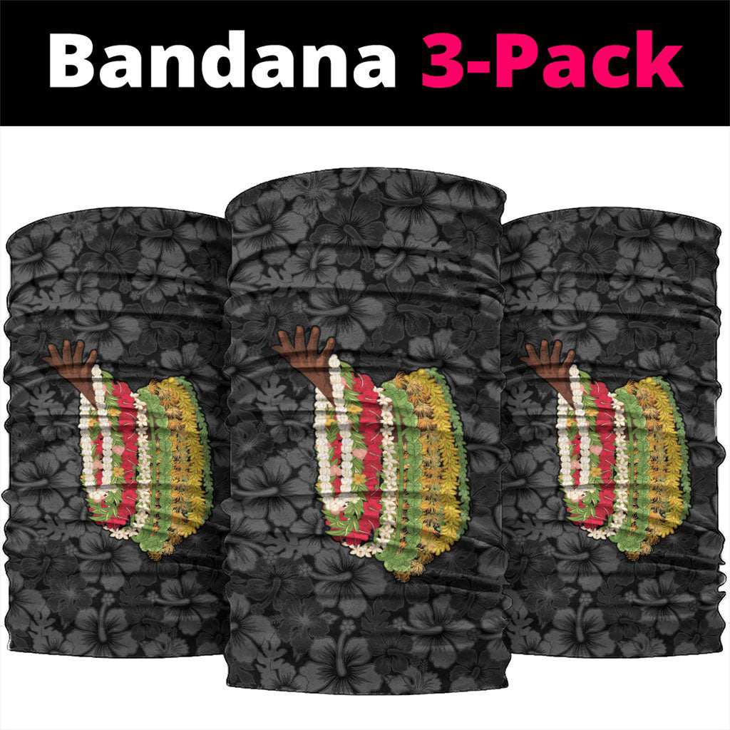Hawaii Lei Kamehameha Neck Gaiter Ele'ele Seamless Pattern Hibiscus Flower LT9 package One Size: 25*50cm Black - Polynesian Pride