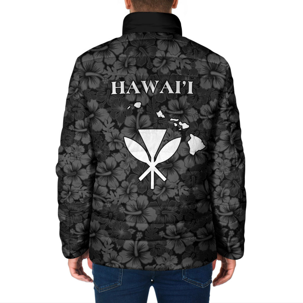 Hawaii Lei Kamehameha Padded Jacket Ele'ele Seamless Pattern Hibiscus Flower LT9 - Polynesian Pride