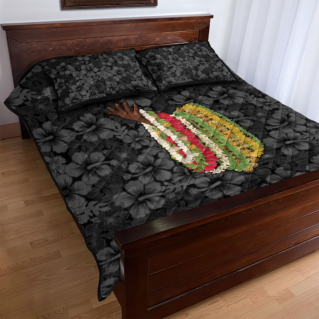 Hawaii Lei Kamehameha Quilt Bed Set Ele'ele Seamless Pattern Hibiscus Flower