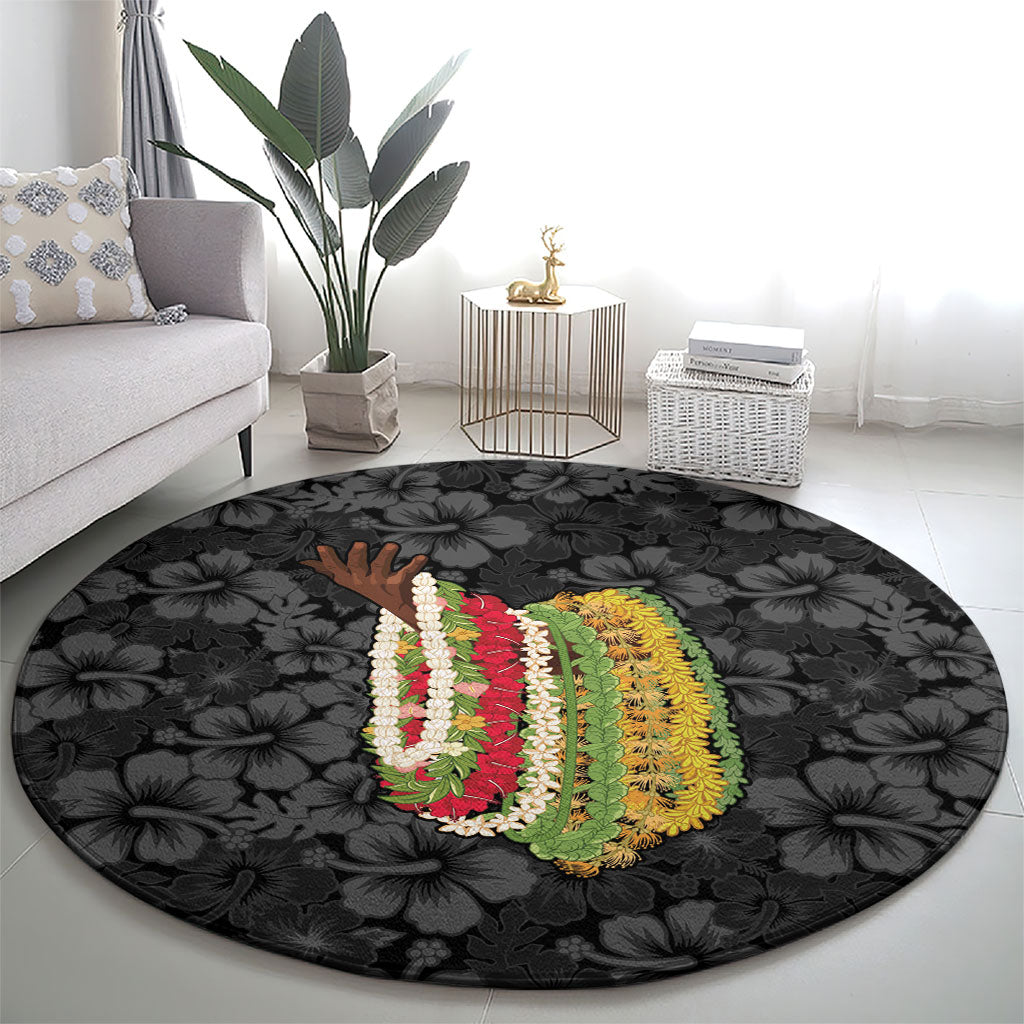 Hawaii Lei Kamehameha Round Carpet Ele'ele Seamless Pattern Hibiscus Flower