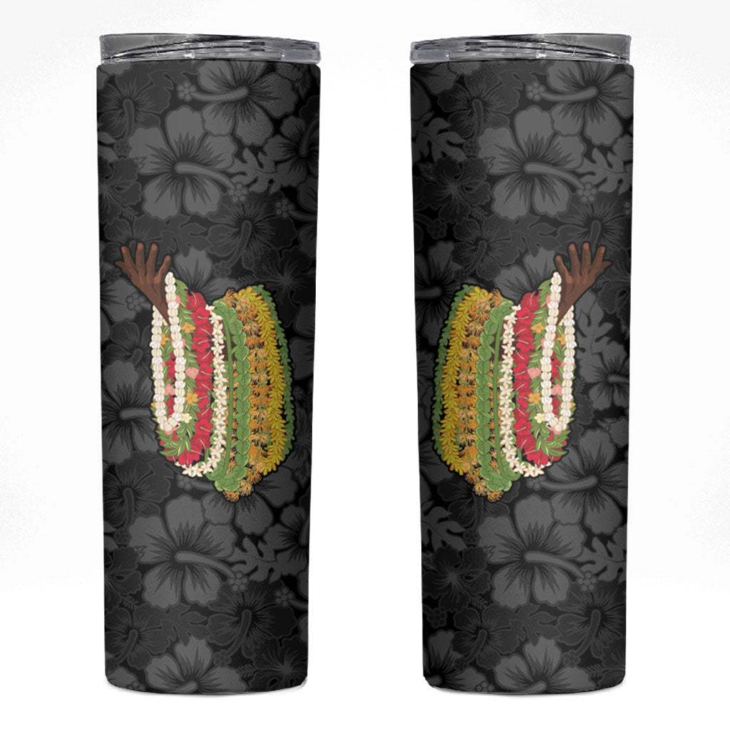 Hawaii Lei Kamehameha Skinny Tumbler Ele'ele Seamless Pattern Hibiscus Flower