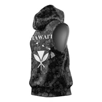 Hawaii Lei Kamehameha Sleeveless Hoodie Ele'ele Seamless Pattern Hibiscus Flower